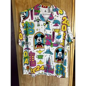 Disney Parks 2024 Figment Epcot Mickey Icons White All Over Print Large Shirt L
